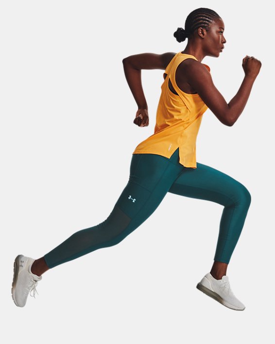 Women's UA Iso-Chill Run Ankle Tights, Green, pdpMainDesktop image number 2
